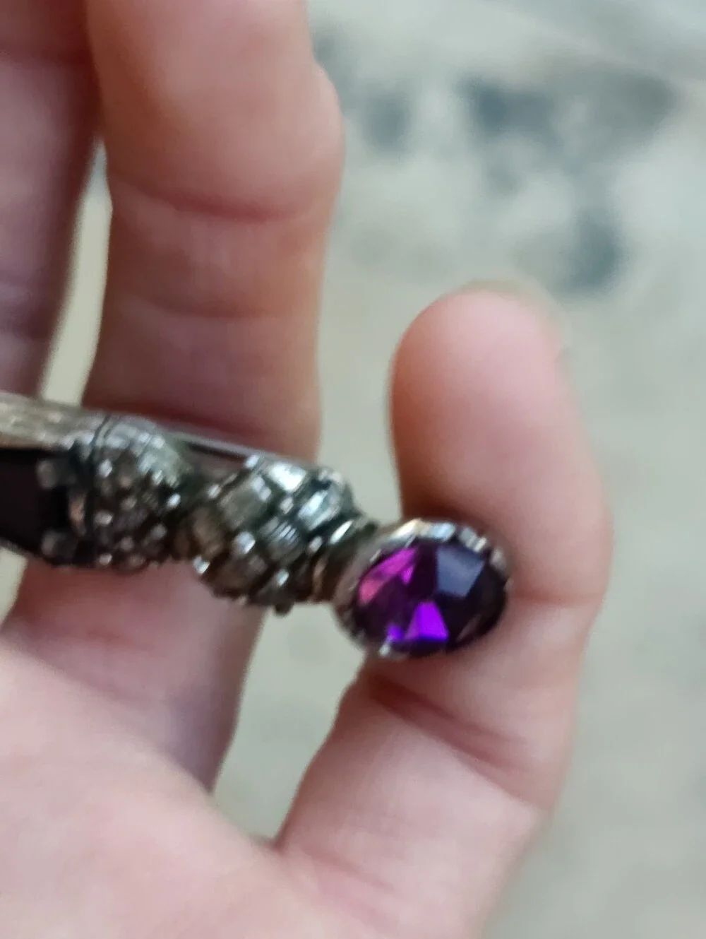 Vintage Miracle Brooch Celtic Scottish Dirk Kilt Pin Amethyst Agate styled Glass